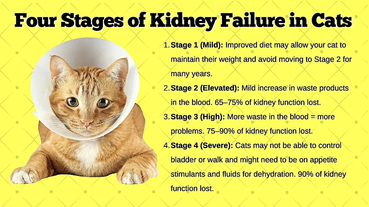 Orange Katze mit Halskrause, erklärt die vier Stadien der Niereninsuffizienz bei Katzen. Verstopfung kann ein Symptom sein.